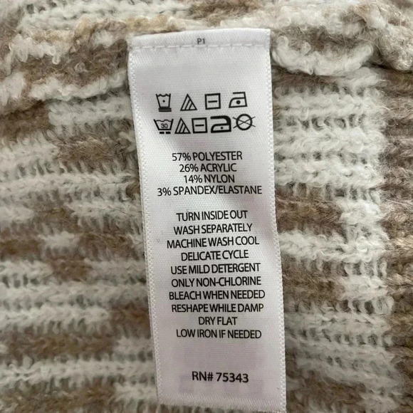 Cupcakes & Cashmere Fair Isle Style Oatmeal Beige White Knit Sweater Womens Med - Picture 5 of 5